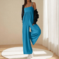 Strand casual jumpsuit met bandjes en open rug en wijde pijpen