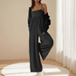 Strand casual jumpsuit met bandjes en open rug en wijde pijpen