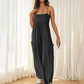 Strand casual jumpsuit met bandjes en open rug en wijde pijpen