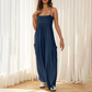 Strand casual jumpsuit met bandjes en open rug en wijde pijpen