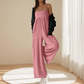Strand casual jumpsuit met bandjes en open rug en wijde pijpen
