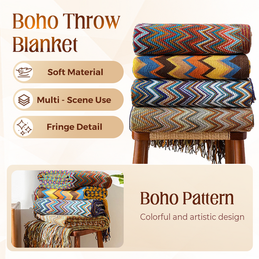 Boho gestreepte plaid met kwastjes
