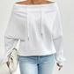 Dames sweatshirt met open schouders en trekkoordkraag