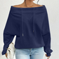 Dames sweatshirt met open schouders en trekkoordkraag