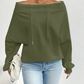 Dames sweatshirt met open schouders en trekkoordkraag
