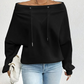 Dames sweatshirt met open schouders en trekkoordkraag