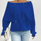 Dames sweatshirt met open schouders en trekkoordkraag
