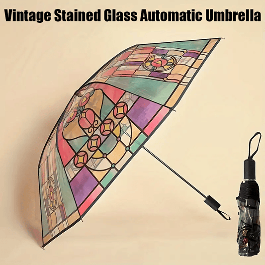 🎅Uitverkoop 50% korting💖Vintage Glas-in-lood Automatische Paraplu
