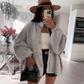 DAMES THERMISCHE KARDIGAN MET STAANDE KRAAG EN OPEN VOORZIJDE HERFST OVERSIZED SWEATERJAS MET KNOPEN