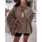DAMES THERMISCHE KARDIGAN MET STAANDE KRAAG EN OPEN VOORZIJDE HERFST OVERSIZED SWEATERJAS MET KNOPEN