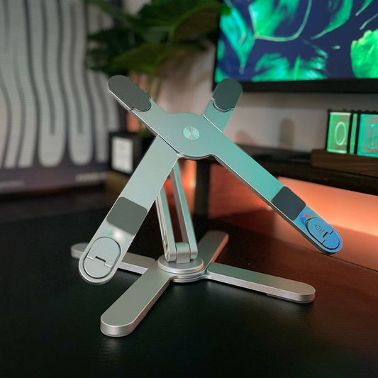 360° draaibare aluminium laptopstandaard - draagbaar, opvouwbaar en in hoogte verstelbaar