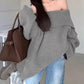 Dames off-shoulder losvallende trui met lange mouwen