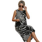 🎁Nieuw binnen 50% korting💥 Mouwloze midi-jurk voor dames met luipaardprint