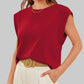 Effen kleur top met ronde hals en kapmouwen
