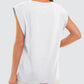 Effen kleur top met ronde hals en kapmouwen