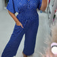 Gestippelde Print Elastische Taille Jumpsuit
