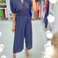 Gestippelde Print Elastische Taille Jumpsuit
