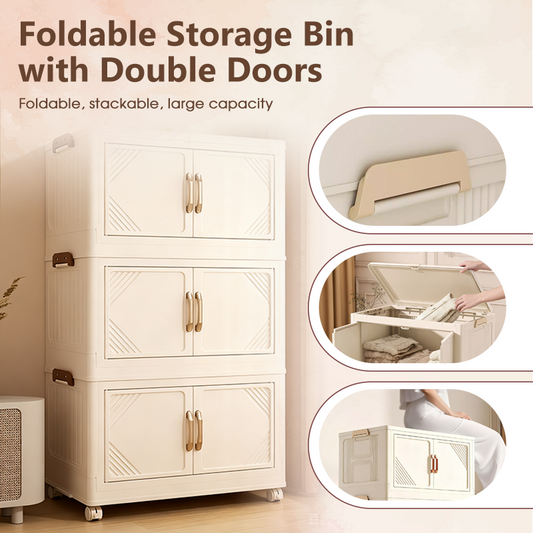Foldable & Stackable Storage Bin with Double Doors