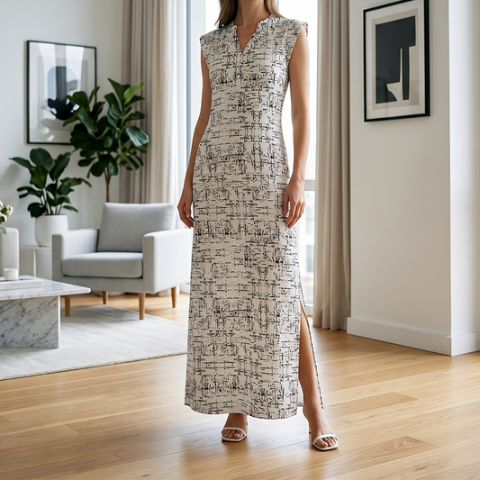 ⏰🎁Mouwloze maxi-jurk met V-hals en zijsplit voor dames