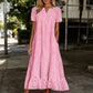 Elegante damesjurk met V-hals en korte mouwen