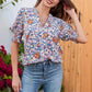 Blouse met bloemenprint, V-hals en pofmouwen voor dames
