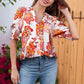 Blouse met bloemenprint, V-hals en pofmouwen voor dames